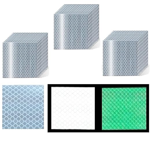 Glow in The Dark Reflective Stickers 4 inch X 4 inch for Bikes, Outdoor Waterproof High Visibility Reflector (30 Pcs)