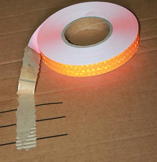 Industrial Reflective Tape Orange 1 inch Wide, Outdoor Waterproof High Visibility Safety Warning Adhesive Reflector Strips (166 feet)