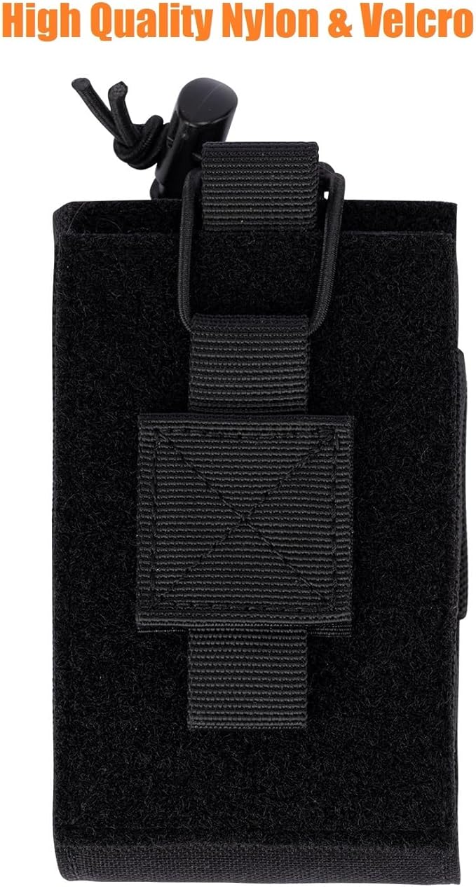 Adjustable Radio Pouch MOLLE Radio Holder for Tactical Duty Belt Two Ways Radio Holster Walkie Talkies Case Rifle Mag Carrier 5.56mm 7.62mm Magazine Nylon Carry Bag for Police Security Rescue