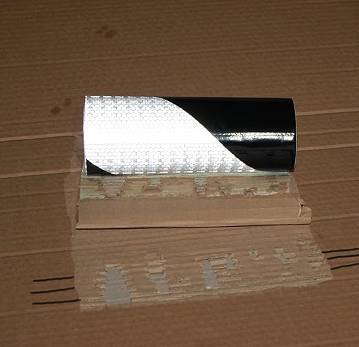 Reflective Tape Black White 8 inch X 11 feet, Outdoor Waterproof High Visibility Hazard Conspicuity Safety Industrial Marking Tape
