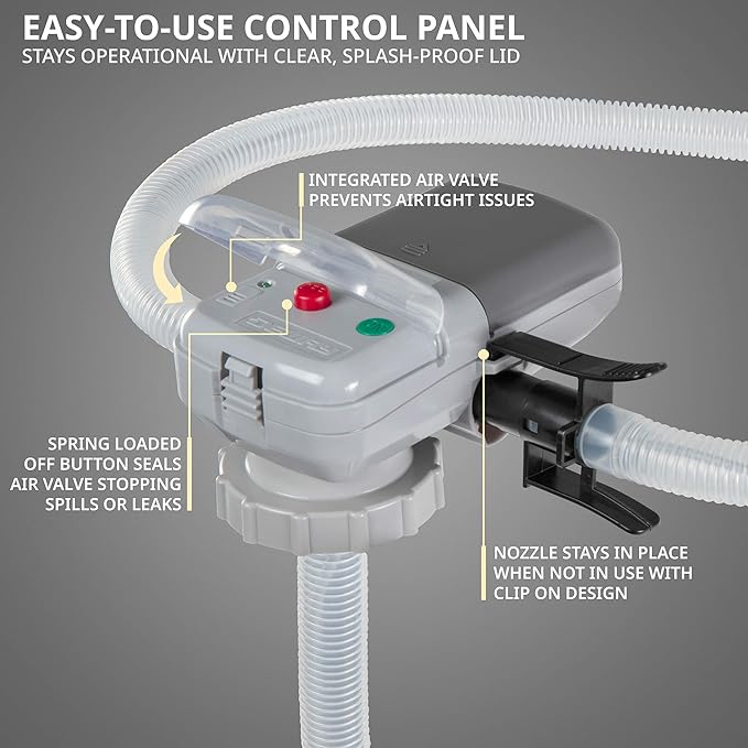 Deway Automatic Fuel Transfer Pump w/Auto-Stop, 2.4 GPM Flow Rate & AA Battery Powered, Advanced Adapter Fits All Size Gas Cans, Extra Long Hose, Portable Liquid Pump for Gasoline, Diesel Fuel & More