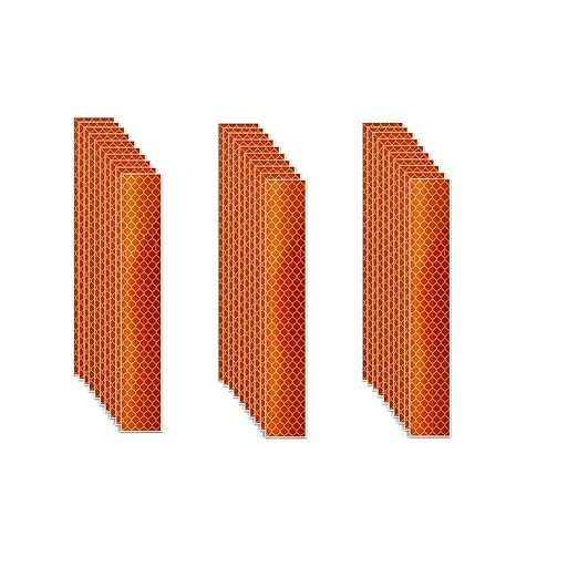 Orange Reflective Stickers 1 inch X 6 inch, Outdoor Waterproof High Visibility Warning Safety Adhesive Reflector Tape (30 Pcs)