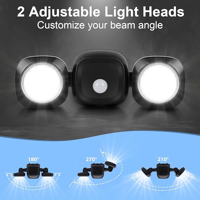 Battery Operated Motion Sensor Outdoor Lights 2 Pack - Wireless LED Flood Lights with Remote, Motion Activated Security Light Waterproof for Outside House Garage Porch Shed Yard Exterior Light