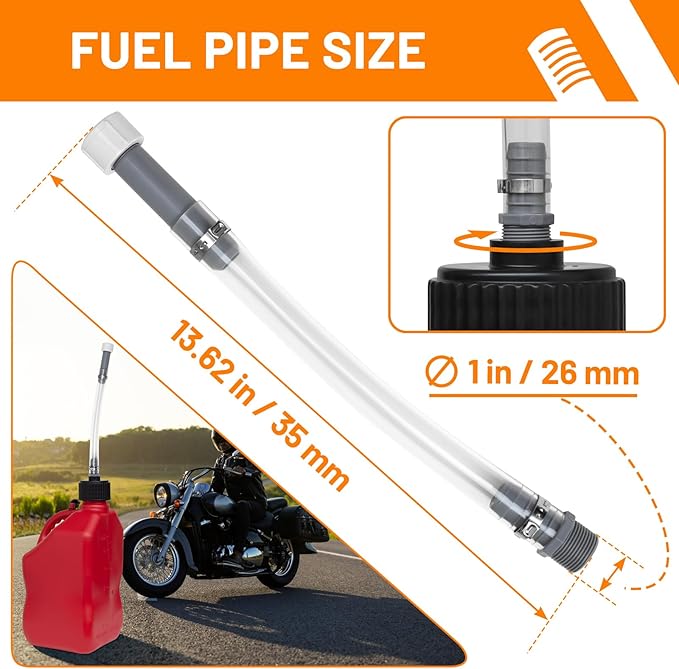 Practical Refueling Set with 2 PCS Gas Can Hoses, 1 PCS Hose Bender, and 4 Vent Caps Compatible with 3/5/5.5 Gallon VP Fuel Jug Suitable for Racing and Home Use