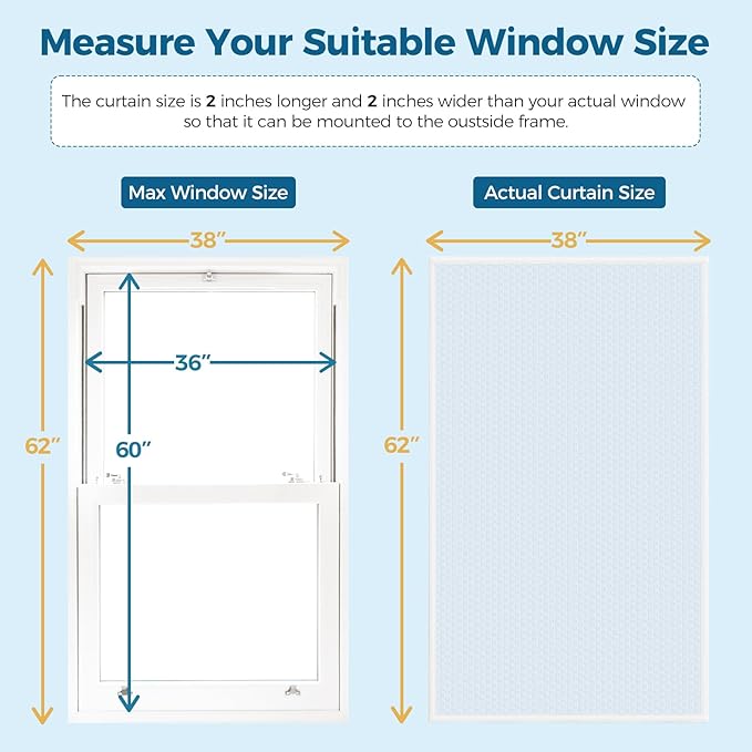 Window Insulation for Winter, Curtain Size 38 Inch x 62 Inch, Thermal Insulated Plastic Bubble for Winterizing, Fits up to 3 x 5 Ft Windows to Keep Warm