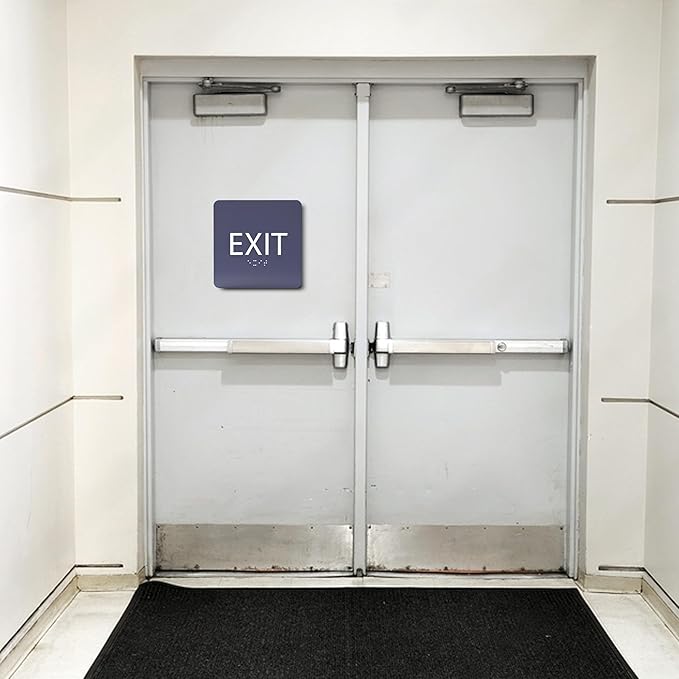 6" X6" Exit Sign - ADA Compliant Tactile Graphics Grade 2 Braille Text Acrylic Wall Signs - Emergency Rescue Safety Door Sign for Schools, Offices, Businesses, and Restaurants