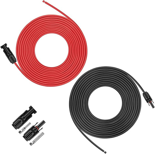 iGreely Solar Panel Extension Cable - 100 Feet 10AWG(6mm²) Solar Extension Cable with Female and Male Connector Solar 100Ft 10AWG