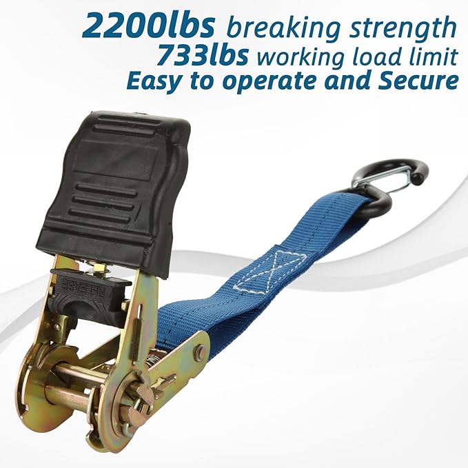 4Pack Ratchet Straps, 20Ft Ratchet Tie Down Straps, 1700 LB Break Strength Ratchet Cargo Straps with Safety Lock S Hooks & Soft Loops for Moving Cargo, Motorcycle, Appliances, Lawn Equipment