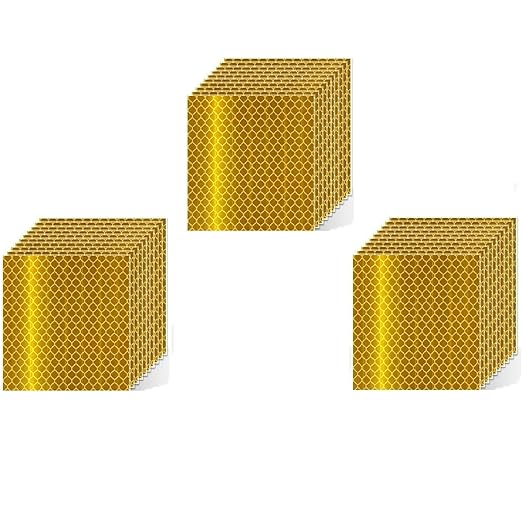 Yellow Reflective Stickers 3 inch X 3 inch, Outdoor Waterproof High Visibility Warning Safety Adhesive Reflector Tape (30 Pcs)