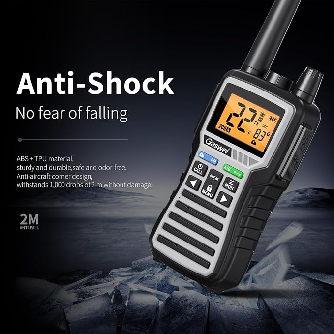 GU1 Long Range Rechargeable Two Way Radios for Adults, GMRS Walkie Talkies with NOAA Weather Alert & Flashlight, 60 Channels, VOX, FM Radio, for Job Site, Construction, Hiking, Camping
