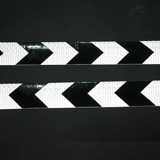 Black White Reflective Tape 2 inch X 66 feet X 10 Rolls, Outdoor Waterproof Hazard Conspicuity Warning Marking Tape