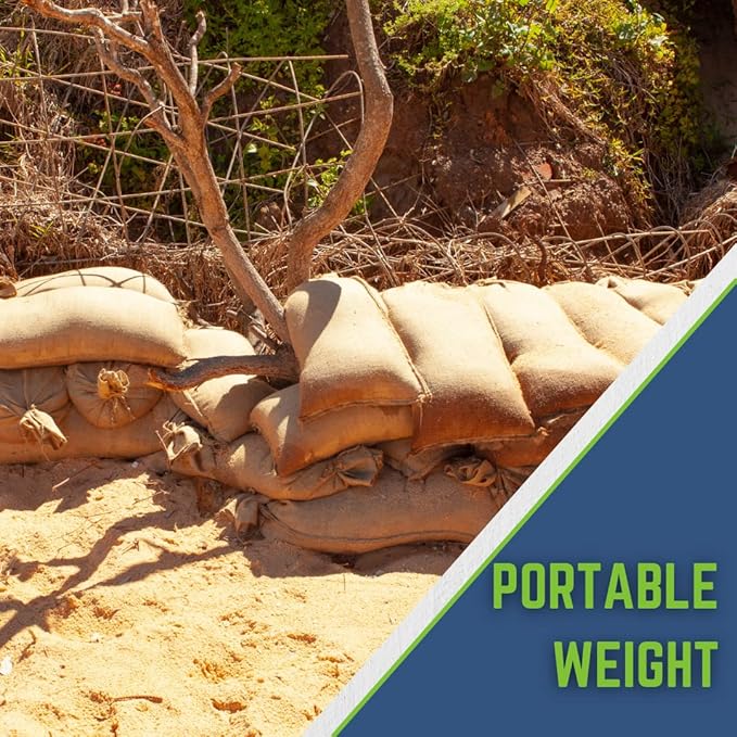 DURASACK Heavy Duty Burlap Sand Bags with Tie Strings Empty Sand-Bags for Flooding and Erosion Control, 14x26 inches, Pack of 10