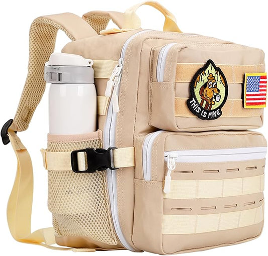 9L Mini Tactical Backpack for Men Women,Small Military Tactical Backpack for Sport,Gym,Hiking,Travel,Camping (Beige)