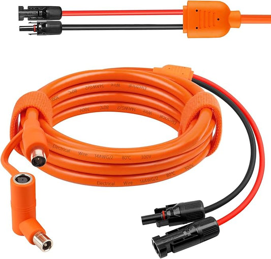Solar to DC 8mm Charge Extension Cable 6FT,12AWG+14AWG Solar Cable with Solar Panel Connector to DC7909/8020 Compatible with Anker,GZ Yeti,BLUETT,Jackery Portable Power Station