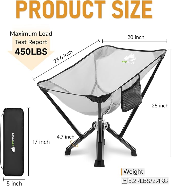 Camping Chair for Outdoor Use — Stable Folding Design, Reliable Support, Anti-Slip Feet, Portable Chair for Camping, Fishing & Beach