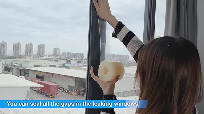Birllaid Transparent Window Weather Sealing Tape, 3 Inch x 33 Yards (99 FT), Window AC Insulation Air Conditioner Sealing Tape, No Residue, Clear