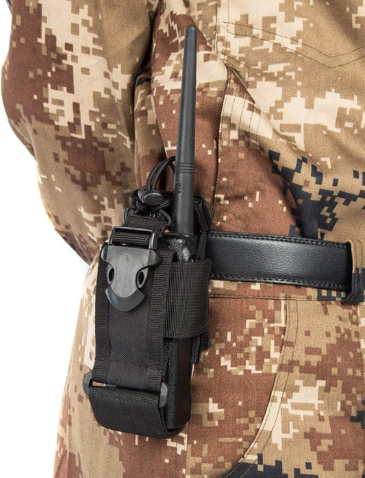 LUITON Tactical Molle Radio Pouch - Heavy Duty Holster Bag for Two-Way Walkie Talkies - Compatible with Bags/Packs/Duffels (Black)