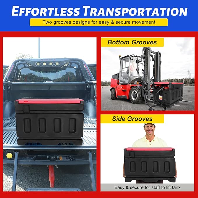 Portable Gasoline Diesel Fuel Transfer Tank with Pump, 10GPM Flow Rate, 48 Gallon Portable Fuel Tank with 12V DC Electric Fuel Transfer Pump for Gasoline Diesel Dual Fuel Capability
