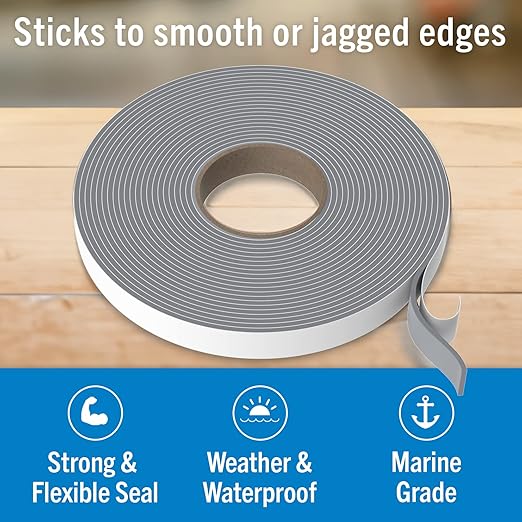 Butyl Tape, RV and Marine Window Seal Kit, Gray Double-Sided Putty Tape, 1/8" x 3/4" x 36 Ft, Waterproof Rubber Caulking for Boat, RV Windows, and Outdoor Sealing