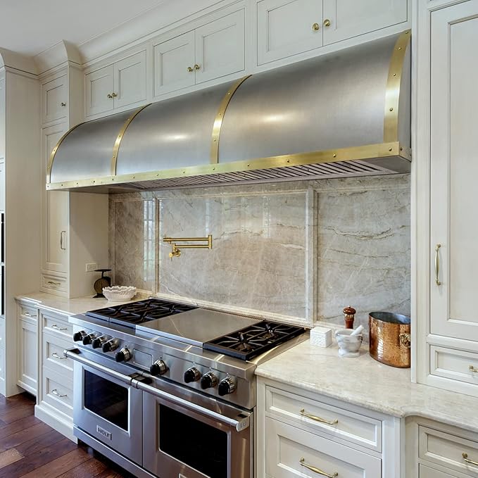 Akicon Range Hood Insert 60 Inch, 1200 CFM Built-in Kitchen Hood with 4 Speeds, Ultra-Quiet Stainless Steel Ducted Vent Hood Insert with Dimmable LED Lights and Dishwasher Safe Filters (Warm White)