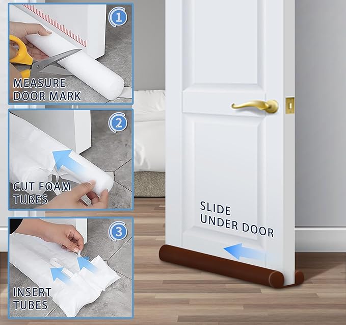 MAXTID 32" Door Draft Stopper Brown Home Essentials for New Home Door Stoppers for Bottom of Door Under Door Weather Stripping Large Door Draft Blocker