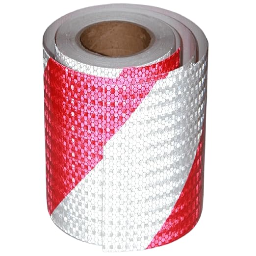 Red and White Reflective Tape Outdoor Waterproof 12 inch, High Visibility Hazard Conspicuity Safety Marking Tape (66 feet)