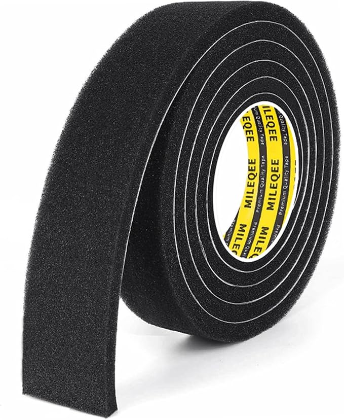 Single-Sided Adhesive Foam Tape Low-Density, Super Soft Easy Adjust Sealing Strip for Window Door Air Gap, Sponge Draft Blocker and Sound Reducer, 1.18in x 6.6FT Black