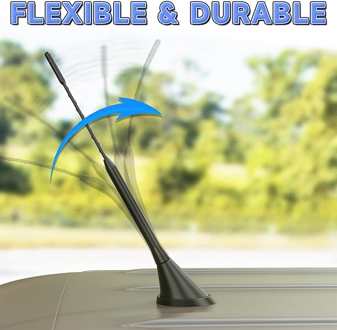 Car Antenna Replacement, 9 Inch Flexible Rubber Vehicle Roof Mounted Antenna Mast Universal AM FM Car Radio Antennas for Cars Trucks SUVs, with M4 M5 M6 Threaded Adapters