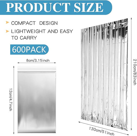 Macarrie Emergency Blanket Bulk - Survival Thermal Silver Foil Reflective Blankets Set Pack for Outdoors Shelter Space, Camping, Hiking, First Aid Supplies, Homeless Donations