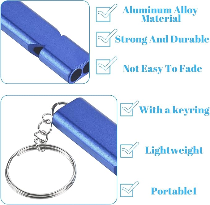 LYLBFOF Personalized Emergency Survival Whistle 3/5/10/50/100 Bulk Custom Aluminum Safety Whistle with Keychain Engraved Any Text/Logo, Gifts for Outdoor Sports Camping Hiking Boating Hunting