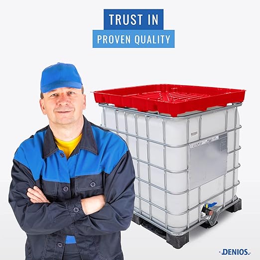 DENIOS® IBC Tote Funnel - 49.5"x42"x5" Extra Large Funnel | Wide Mouth for IBC Totes | Perfect for Fast, Spill-Free Liquid Transfer | Heavy-Duty Large | Red | Tote not Included
