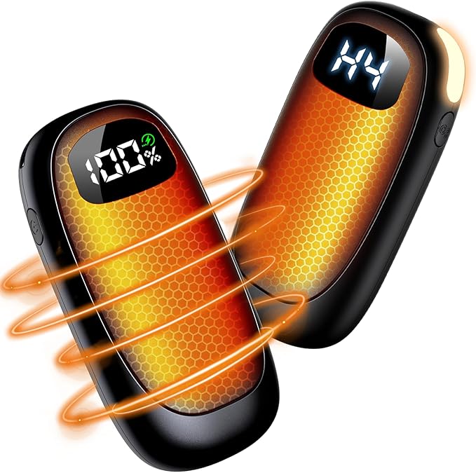 Hand Warmers Rechargeable-Electric Hand Warmers, Max 16 Hrs Warmth Up to 127℉, LED Display & Flashlight, Dual-Side Heating Portable Heater, Hunting Camping Essentials, Gifts for Men Women Raynauds