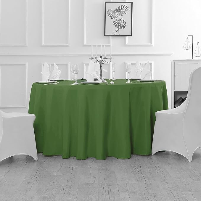 Fokitut 2 Pack Waterproof Round Tablecloth, 120 Inch, Stain Resistant and Wrinkle Polyester Table Cloth, Fabric Table Cover for Kitchen Dining, Wedding, Party, Holiday Dinner-Willow