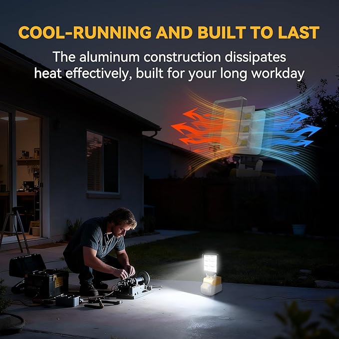 T-SUN Rechargeable LED Work Light, Portable Work Light Compatible with Dewalt 20V Battery, Cordless Flashlight Flood Light 52W 5200LM with USB &Type C Charger Port for Workshop, Garage Repair (4 Pack)