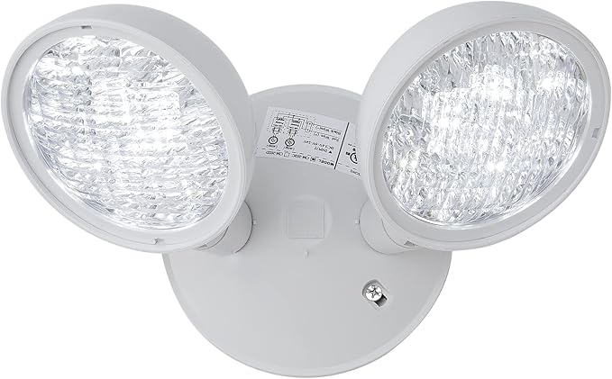 TANLUX Emergency Remote Head Lighting, 1 Pack Double Head Emergency Light, UL Listed, Multi Voltage 6V to 24 Volt Input, 2 by 3 Watts, 2 by 180 Lumen, White