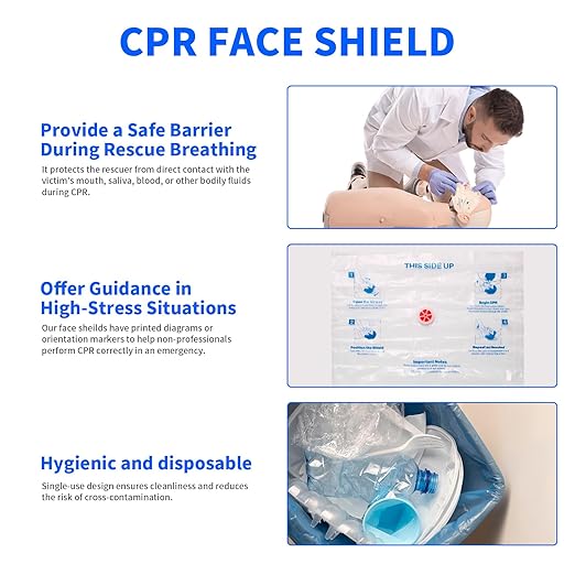 CPR Face Shield with Keyring (6 Pack), CPR Pocket Mask for Emergency Kit, First-Aid and Training with One-Way Valve by Frontline (Pink)