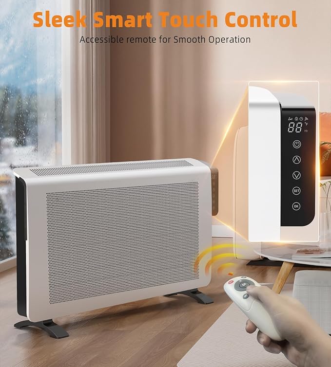 Convection Space Heaters for Indoor Use Large Room, 1500W Infrared Bathroom Heater with Remote, IPX4, 24Hrs Timer, Stand & Wall Panel Heater with Adjustable Thermostat for Office Bedroom Use