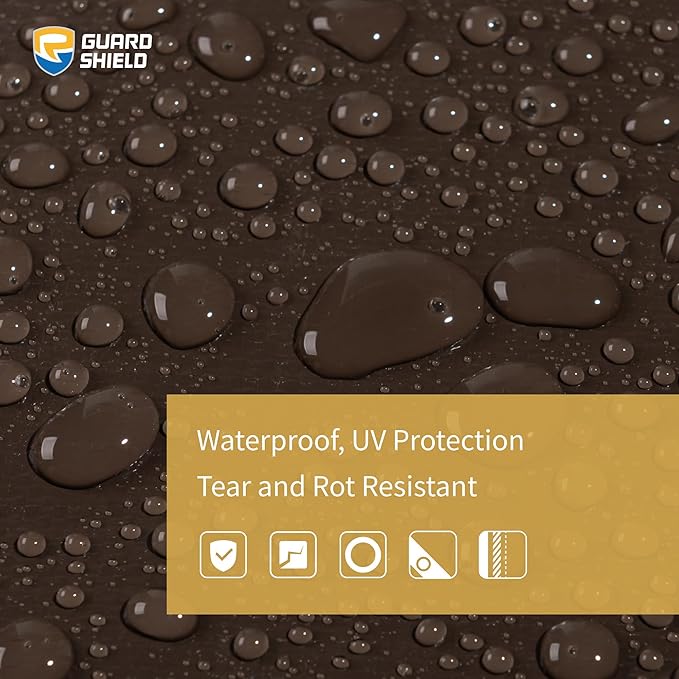 GUARD SHIELD Super Heavy Duty Brown/Silver Ploy Tarp Cover 12x16 Feet Waterproof Tarps 16mil Thick UV and Tear Resistant Tarpualin