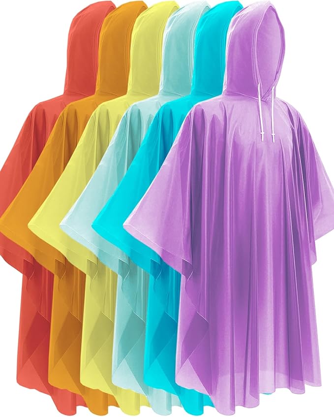 Hitituto Rain Ponchos for Adults - Extra Long Emergency Poncho with Hood, 6/12/24 Family Pack Raincoat, Home Survival Kits