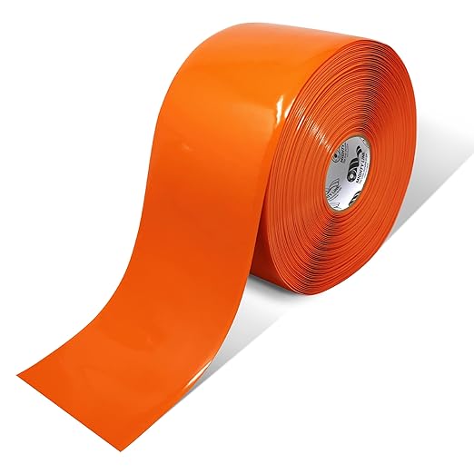 Mighty Line Solid Floor Marking Tape for Safety, Caution, Warning, Heavy-Duty, Peel and Stick Adhesive, Beveled Edge Design, Industrial Quality, 6 inch, 100' Roll, Orange