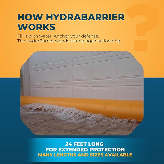 Watershed Innovations Best Sandbag Alternative - HydraBarrier Supreme 24 Foot Length 12 Inch Height - Water Diversion Tube - Light, Re-usable, & Eco-Friendly Flood Barrier (Single Unit)