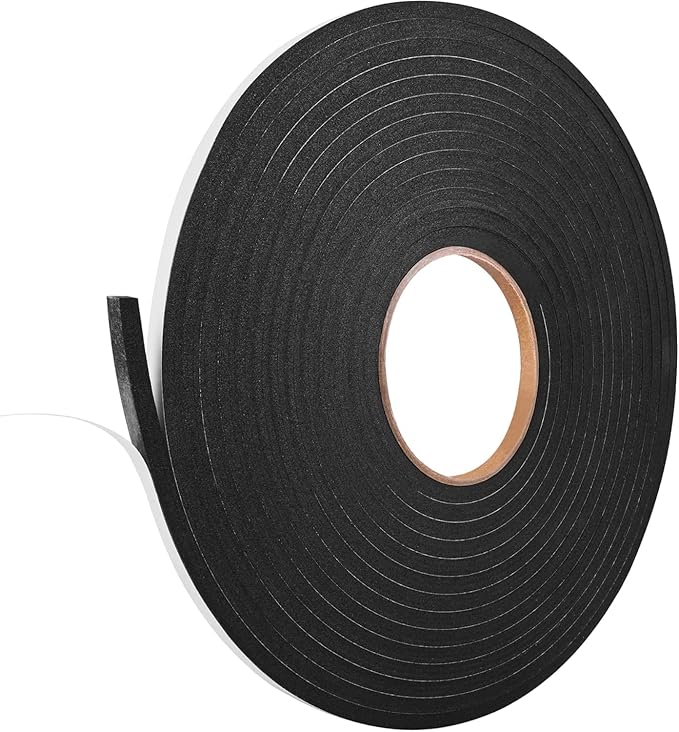 Kikerike Self Adhesive Foam Tape Weatherstrip 1/4In x 1/4In x 50Ft High Density Foam Insulation Strips Seal Weather Stripping with Strong Adhesive for Door and Window Sound Isolation Soundproofing