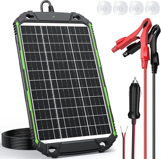 Sun Energise 15W 12V Solar Battery Charger & Maintainer PRO, Built-in Smart MPPT Charge Controller, Waterproof 12 Volt Solar Panel Trickle Charging Kits for Car Auto Boat RV Marine Trailer Camper
