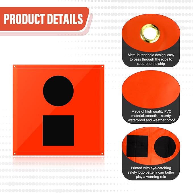 Tudomro 2 Pieces Orange Safety Distress Flag for Boating 3 x 3 Feet Visual Distress Signal Marine Boat Orange Boat Flag for Guard Emergency Fishing Kayak Camping Hiking Climbing