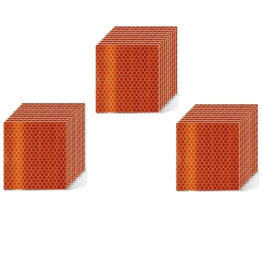 Orange Reflective Stickers 2 inch X 2 inch, Outdoor Waterproof High Visibility Warning Safety Adhesive Reflector Tape (30 Pcs)