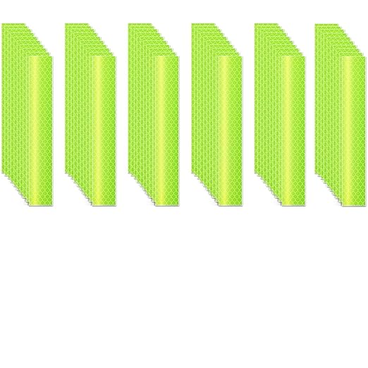 Fluorescent Reflective Stickers 1 inch X 6 inch, Outdoor Waterproof High Visibility Warning Safety Adhesive Reflector (60 Pcs)