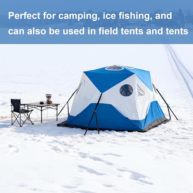 Heavy-Duty Ice Shelter Tie Down Kit with Ice Anchors and Adjustable Cam Straps – Tent Tie Down Kit for Ice Fishing Shelters, Pop Up Tents, Wind Anchoring, Outdoor Camping