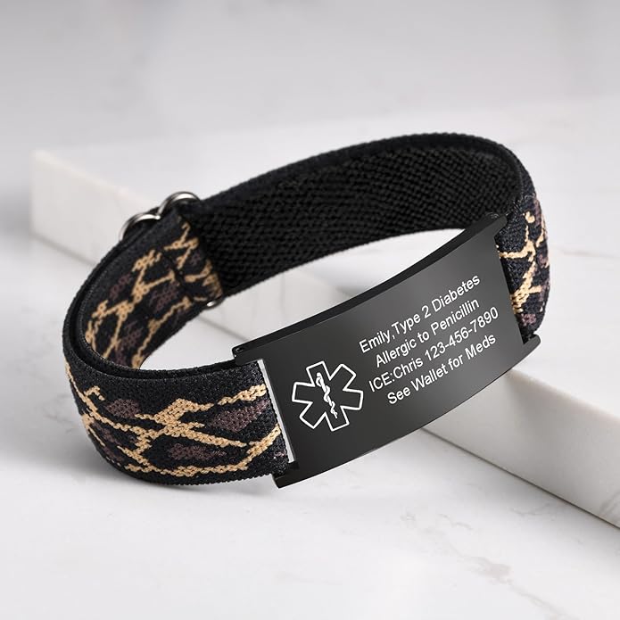 VNOX Medical Alert Bracelets for Men & Women Kids with Free Engraving Adjustable Stainless Steel Mesh Emergency Medical ID Bracelets Wristband