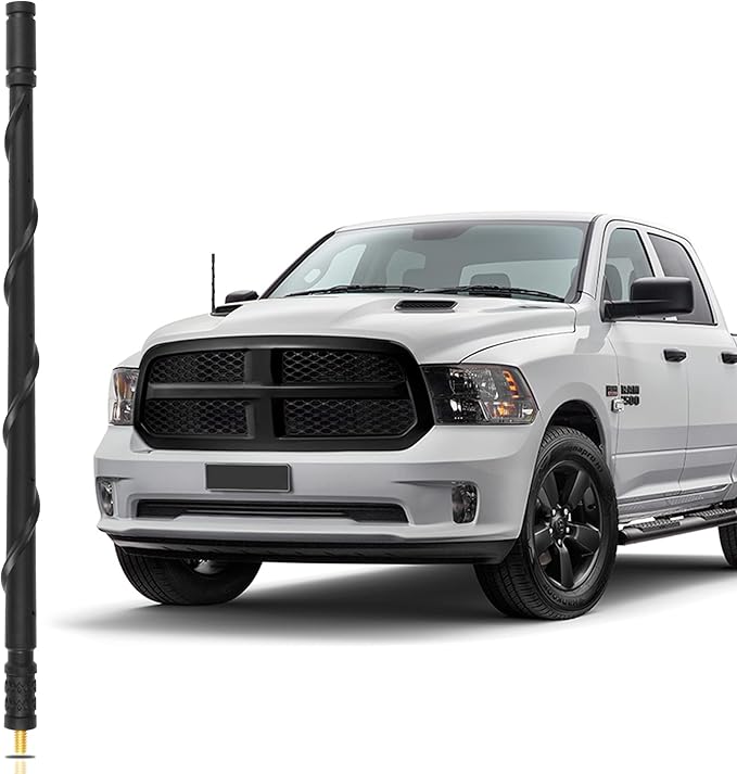 VOFONO 13 Inch Spiral Flex Rubber Truck Antenna Replacement, New Ram 1500 Accessories for Improved Radio Reception