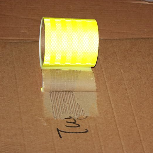 Fluorescent Yellow Reflective Tape Outdoor Waterproof 4 inch, Non Fading High Visibility Warning Industrial Marking Tape (10 feet)